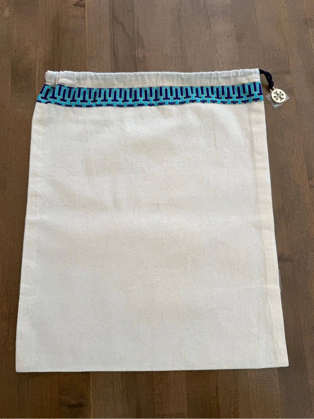 NEW Tory Burch Canvas Shoe or Bag Dust Bag with Drawstring with Logo Charm